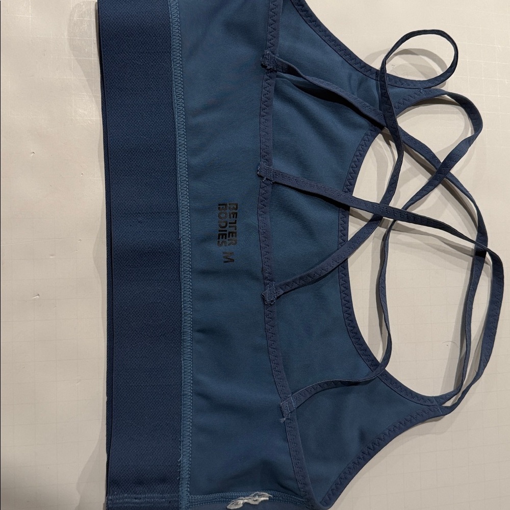 BETTER BODIES Blue Strappy Crossback Sports Bra. Gently used - Picture 8 of 8